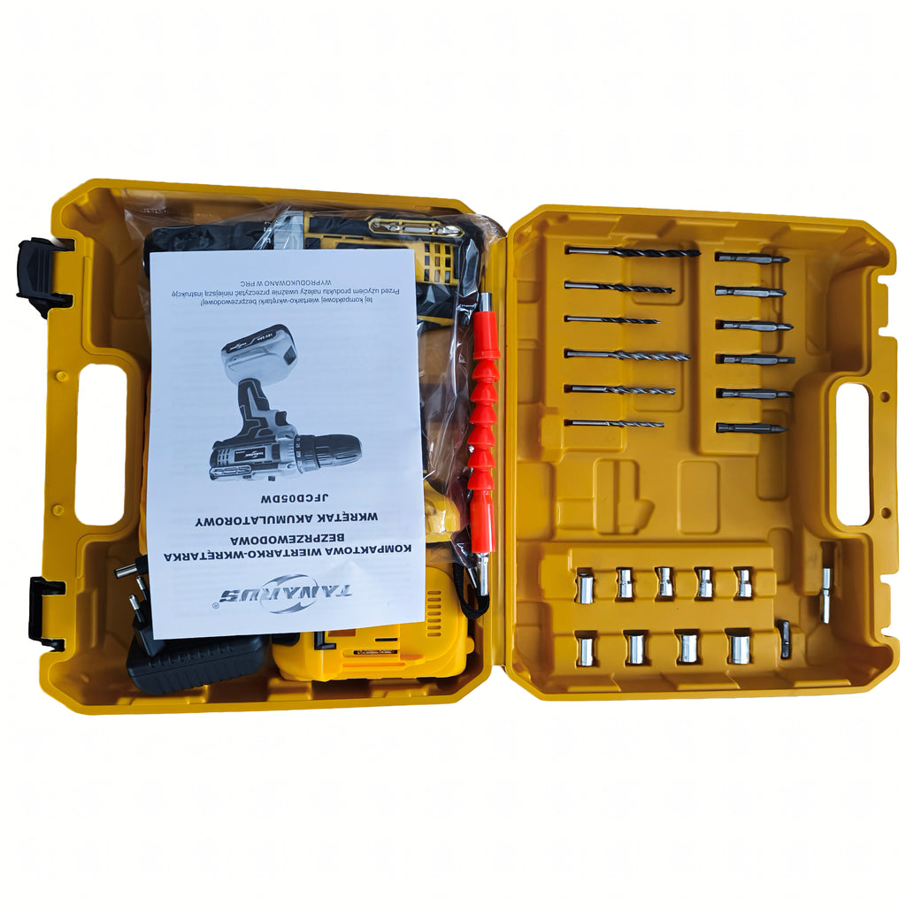 Perceuse-visseuse sans fil, coffret, 2 batteries Aku 18 V 2 Ah avec LED et accessoires