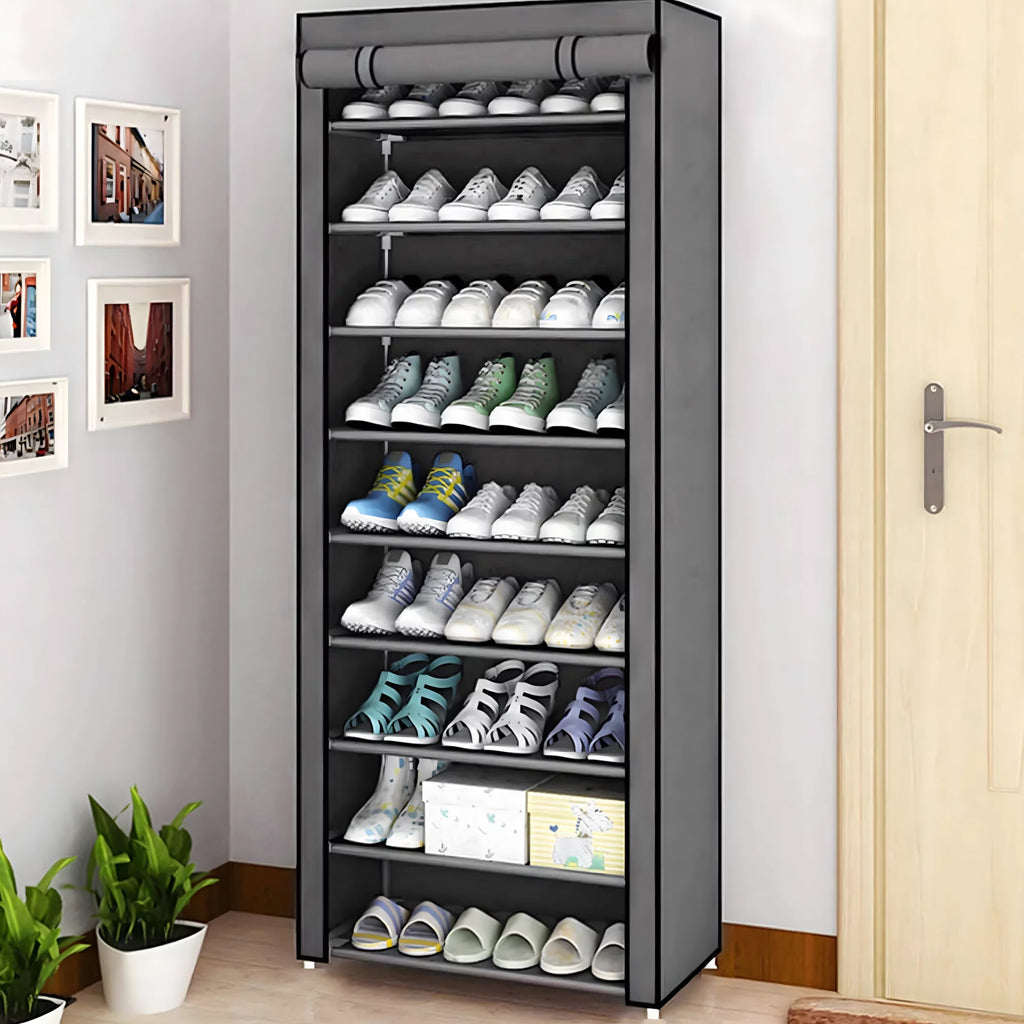 Meuble armoire à chaussures pliable en tissu 160 x 60 x 30 cm