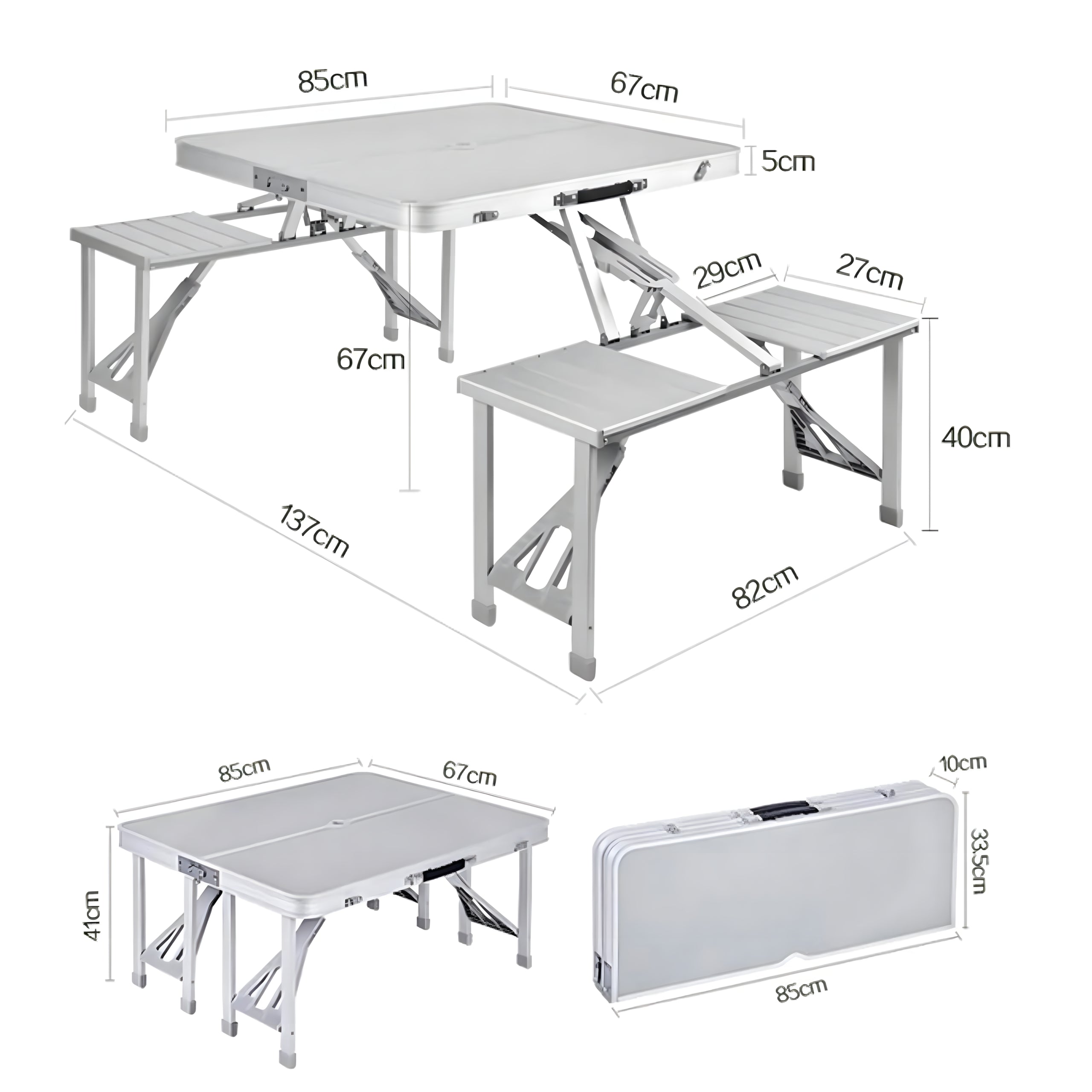 Table Valise Pique-Nique Camping banc  85x67 cm
