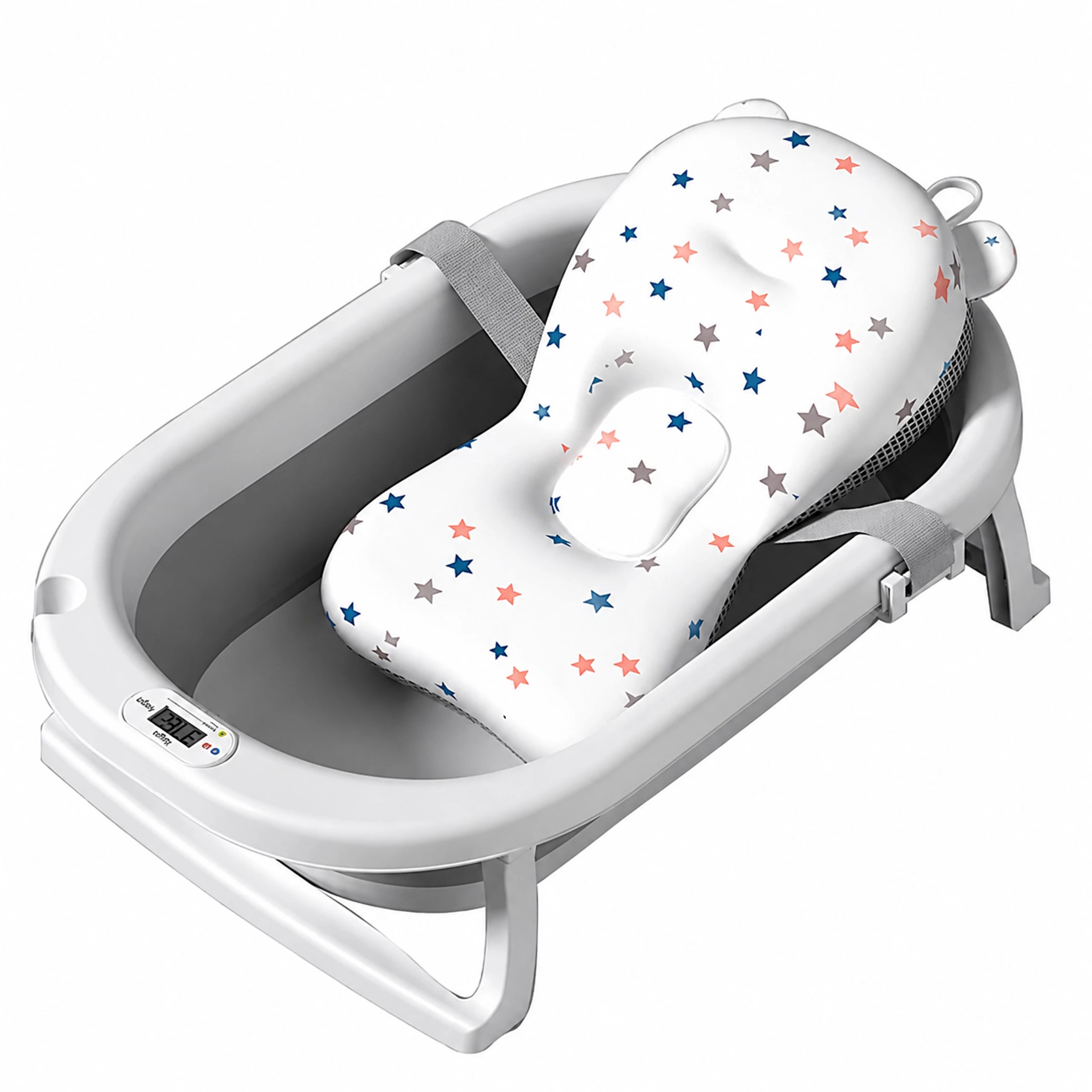 Baignoire bébé pliable avec thermomètre LCD et oreiller