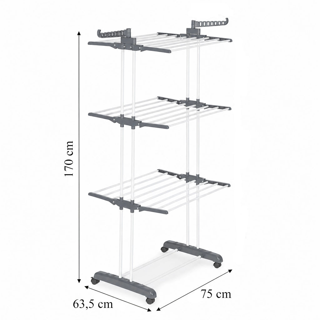 Etendoir Séchoir à linge pliable XXL 4 Niveaux  supporte jusqu'à 50 kg 170 cm