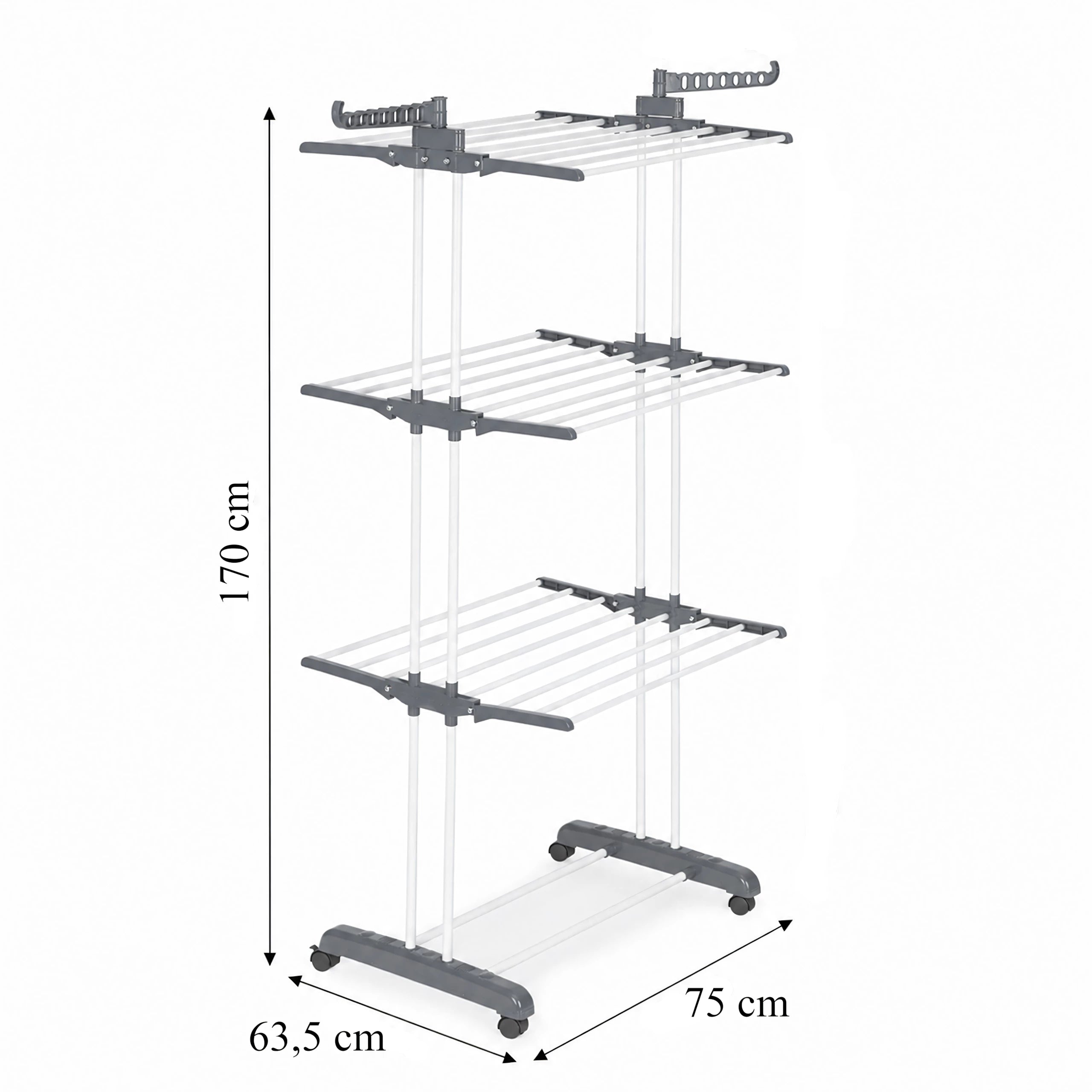 Etendoir Séchoir à linge pliable XXL 4 Niveaux  supporte jusqu'à 50 kg 170 cm