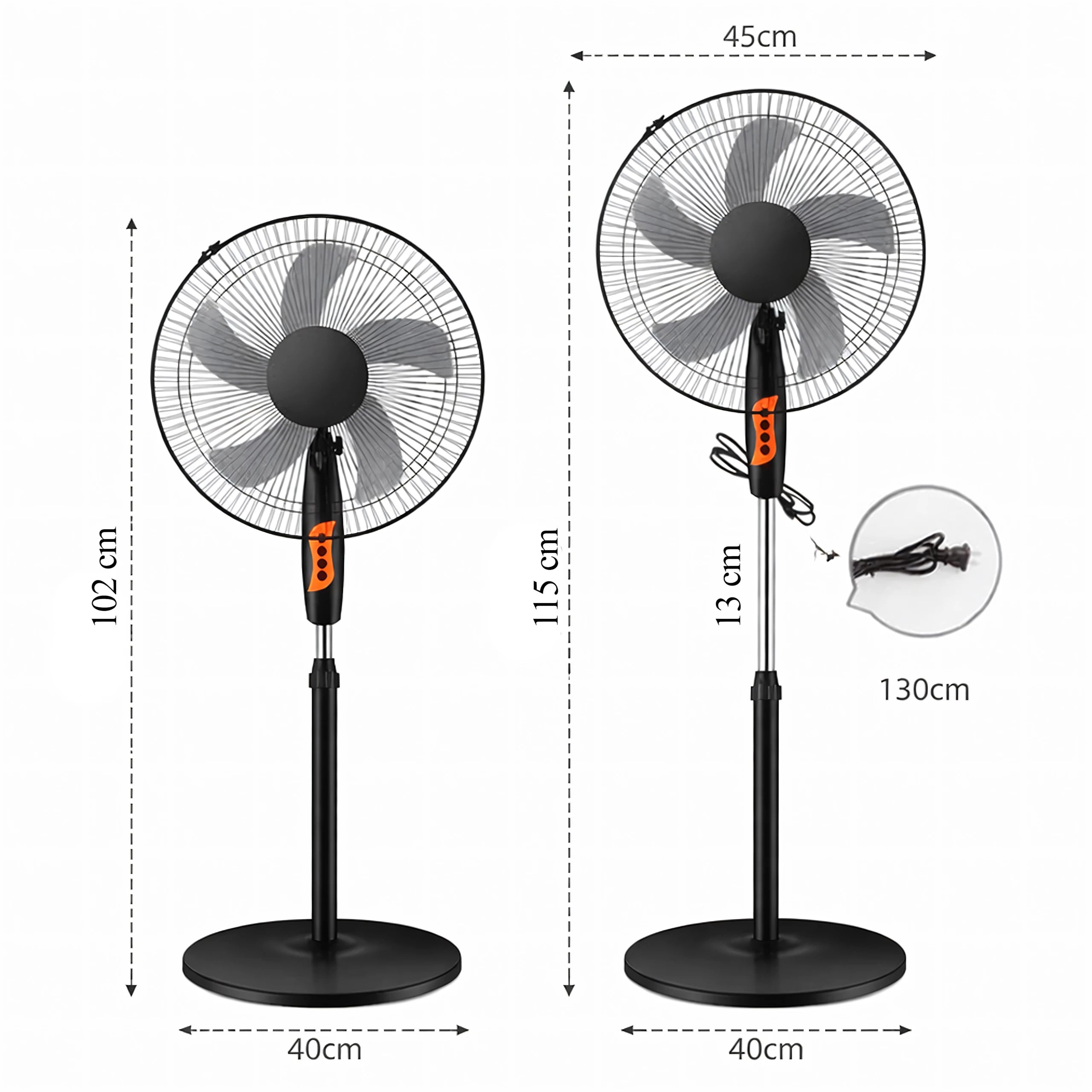 Ventilateur sur pied 5 pales silencieux  45 cm