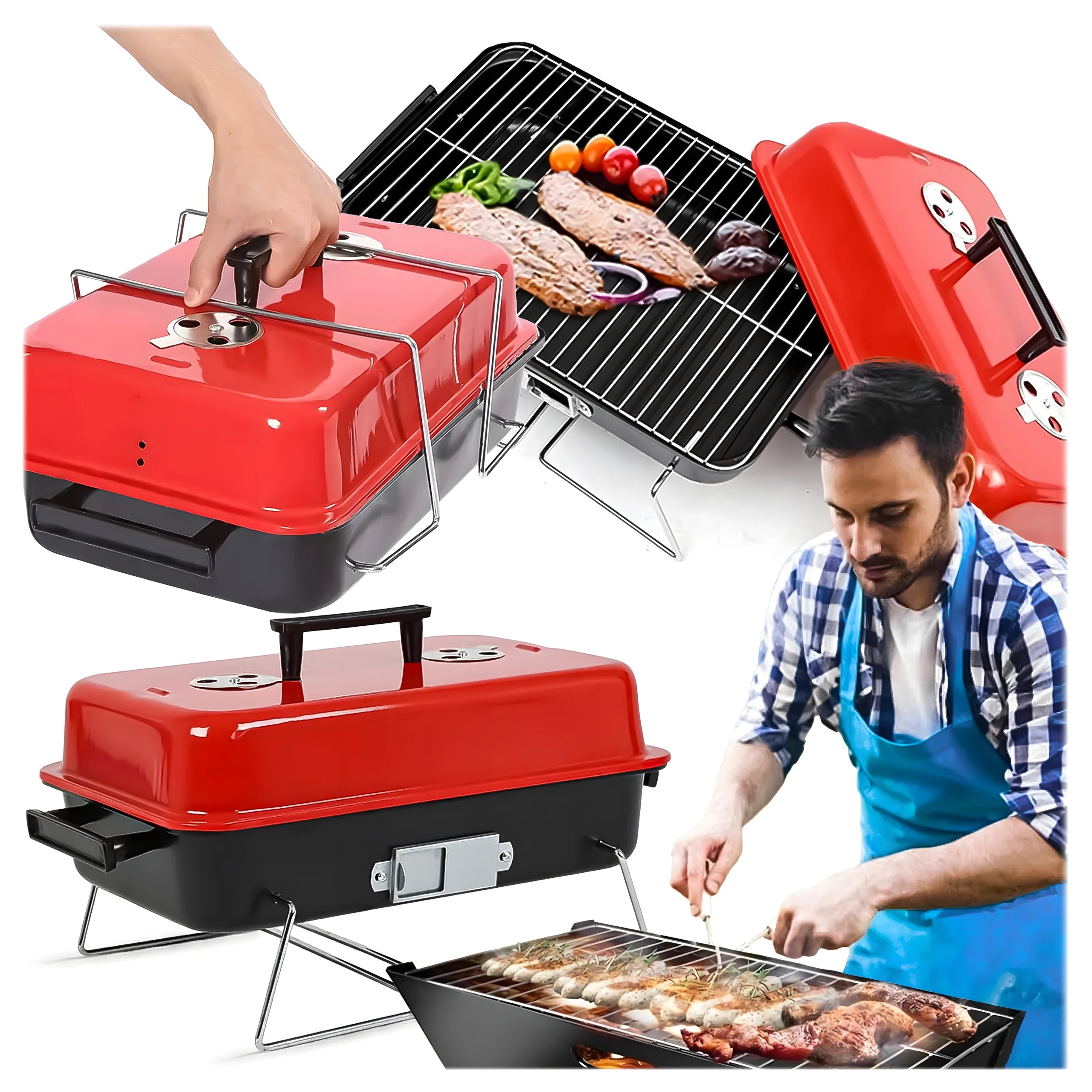 Barbecue charbon pliable camping  43 x 28 x 26 cm