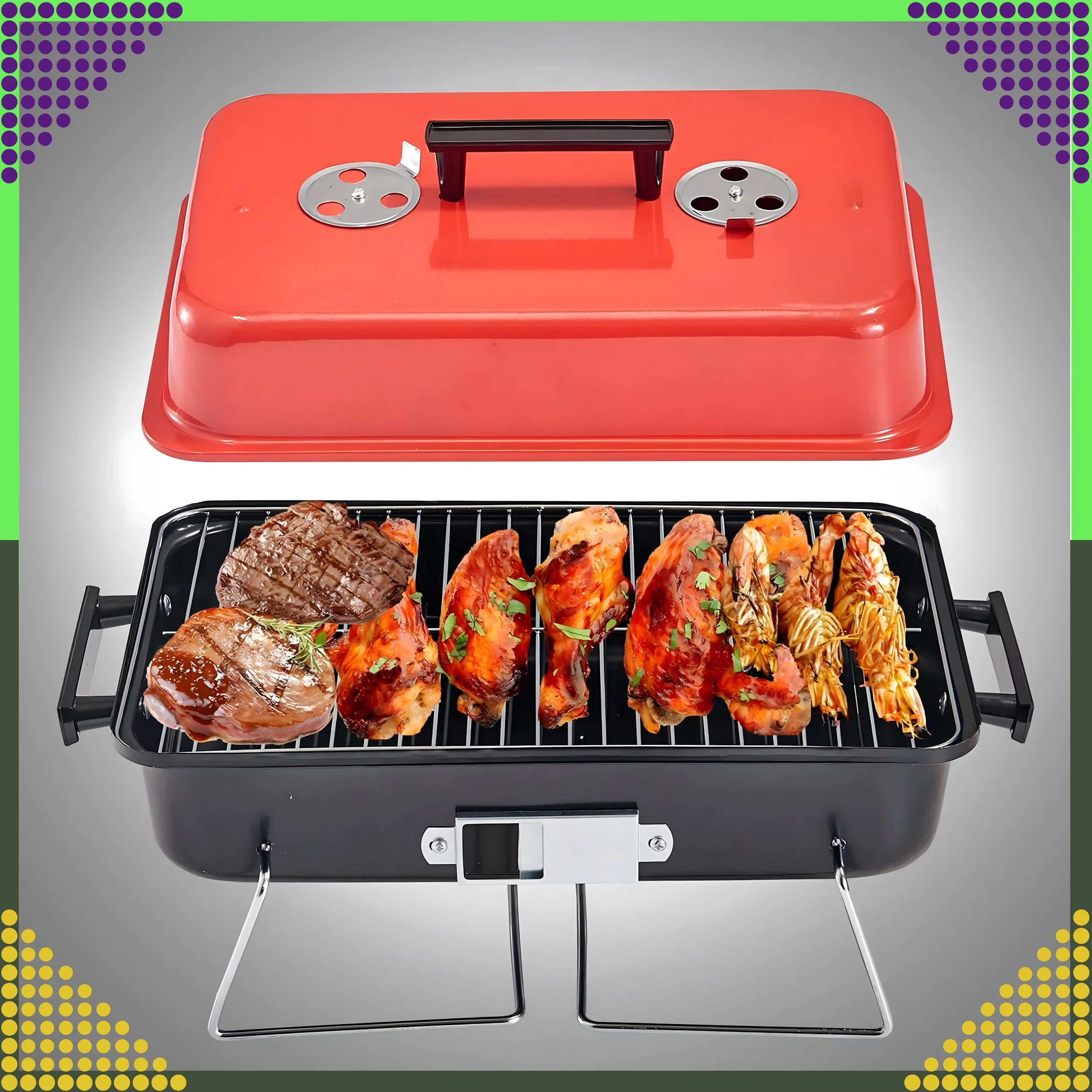 Barbecue charbon pliable camping  43 x 28 x 26 cm