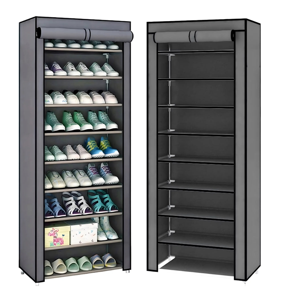 Meuble armoire à chaussures pliable en tissu 160 x 60 x 30 cm