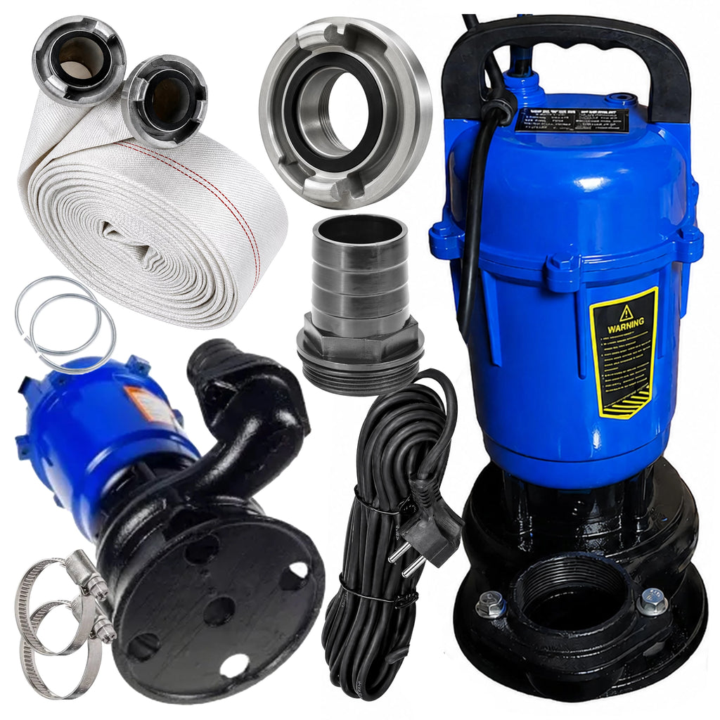 Pompe vide cave fosse septique avec broyeur d'eau + TUYAU 2'' 30M 16000 l/h