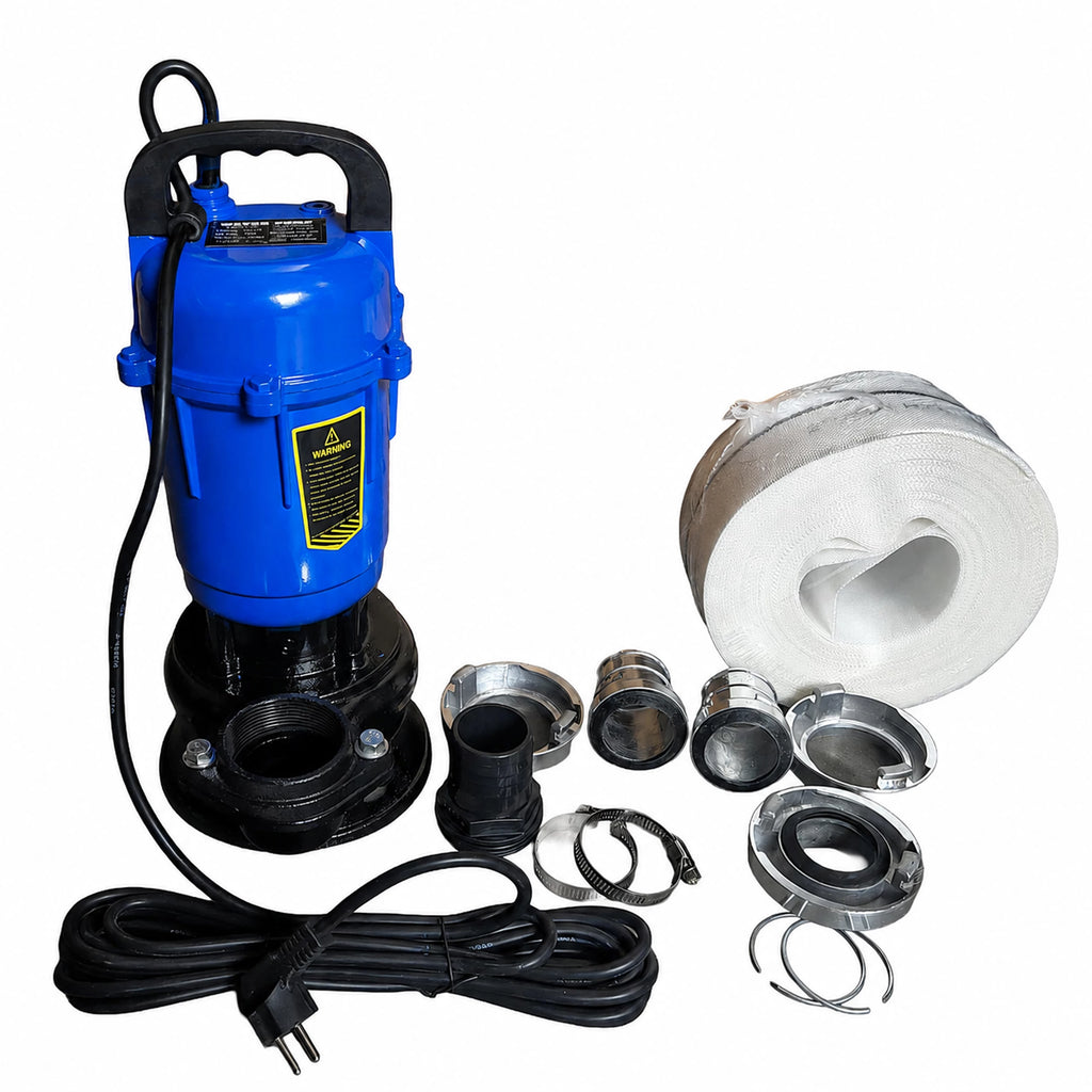 Pompe vide cave fosse septique avec broyeur d'eau + TUYAU 2'' 30M 16000 l/h