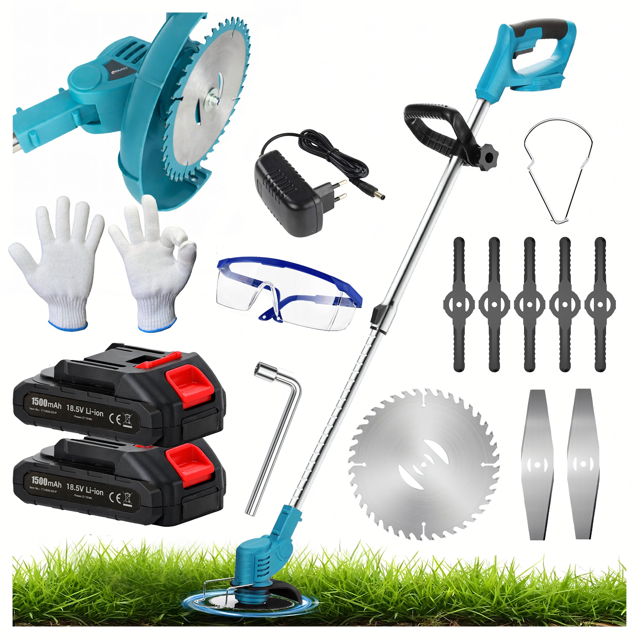 Ensemble Débroussailleuse Coupe-bordures rotofil  électrique 2 batterie 650 W 18 000 tr/min