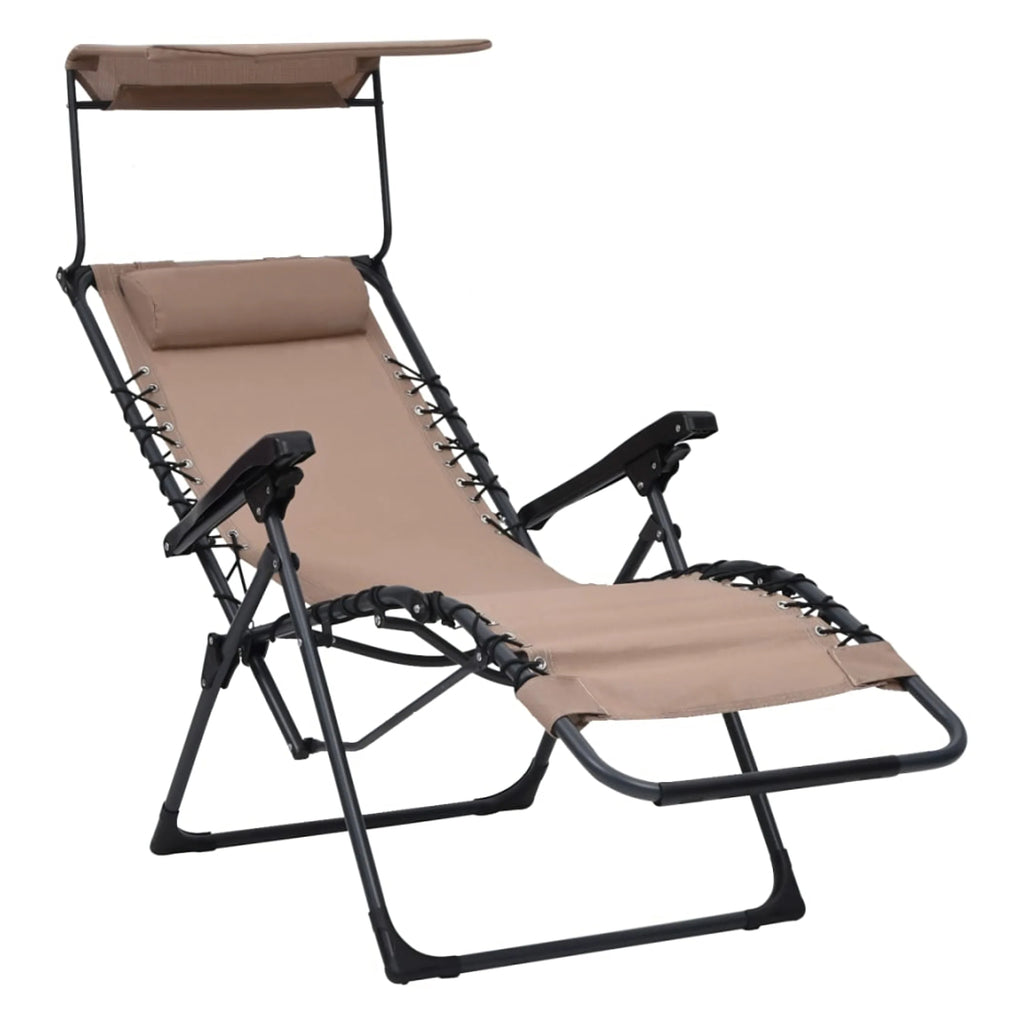 Chaise Longue Pliante Transat  jardin avec Pare-Soleil 51 × 88 × 107 cm