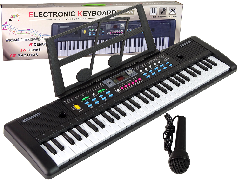 Clavier piano microphone, support pour partitions, 61 touches pour enfant