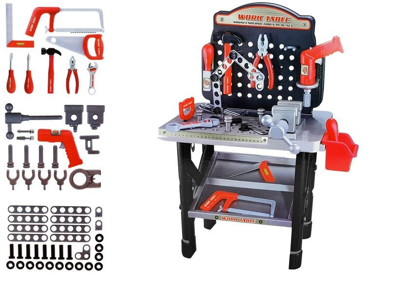 Ensemble jouet Etabli Bricolage pour enfant avec outils  69x26,5 x75 cm