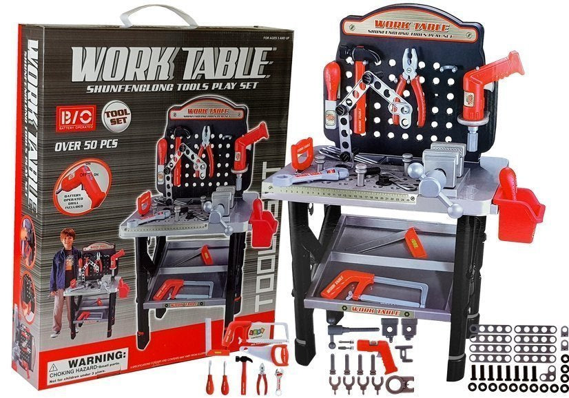 Ensemble jouet Etabli Bricolage pour enfant avec outils  69x26,5 x75 cm