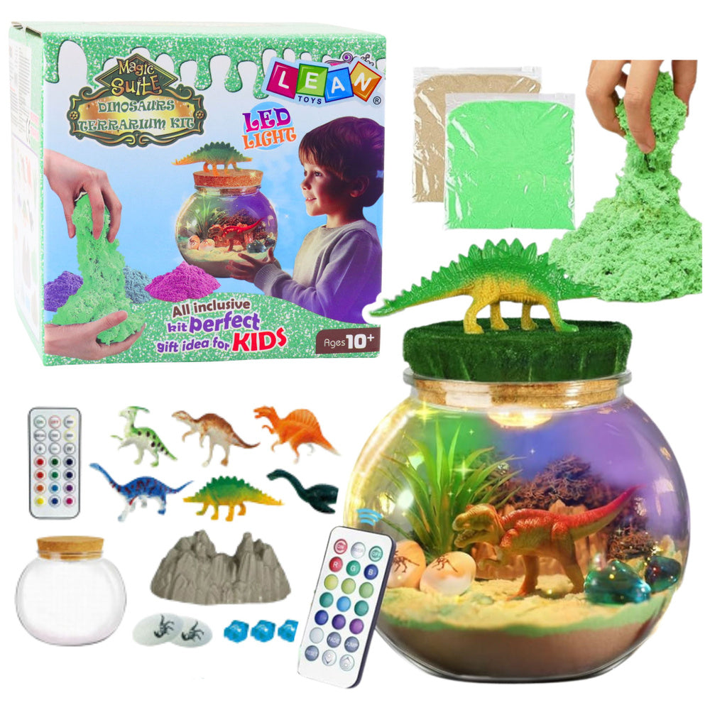 Kit créatif de terrarium dinosaure à monter soi-même avec lumière LED et télécommande