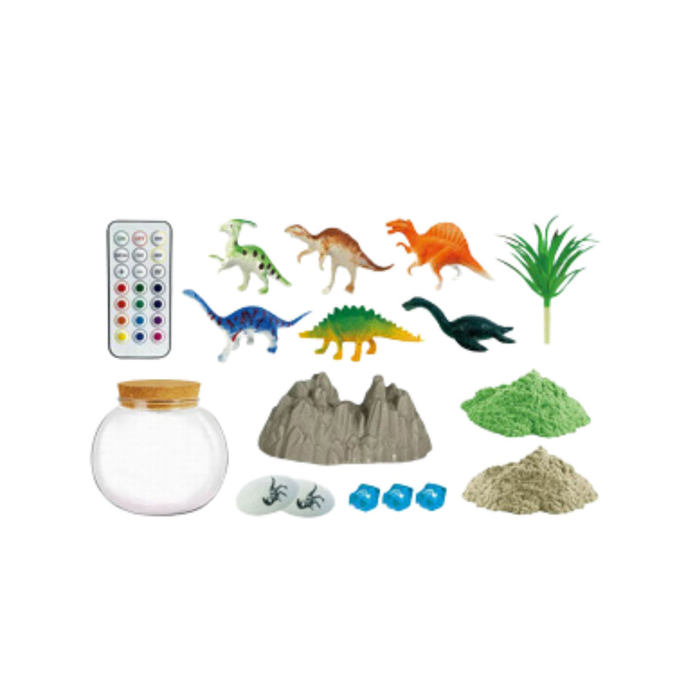 Kit créatif de terrarium dinosaure à monter soi-même avec lumière LED et télécommande