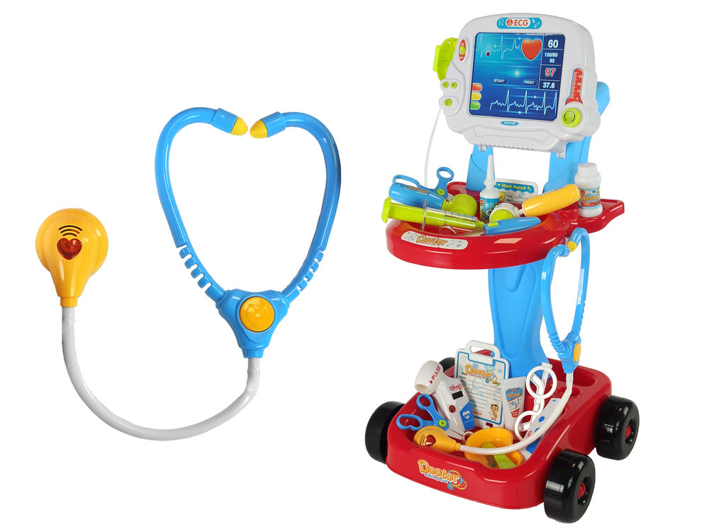 Jouet Ensemble chariot médical, table de médecin, 17 éléments