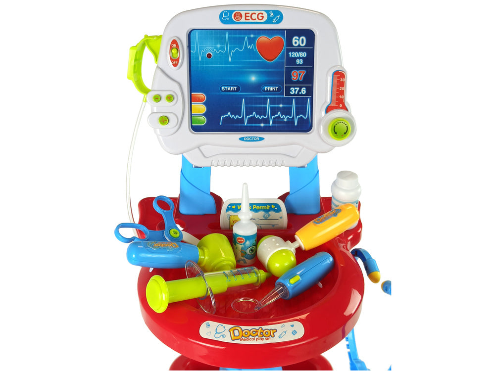 Jouet Ensemble chariot médical, table de médecin, 17 éléments