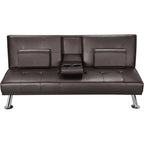 Canapé lit clic clac 167 x 81,5 x 75 cm simili cuir marron