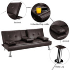 Canapé lit clic clac 167 x 81,5 x 75 cm simili cuir marron