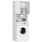Meuble Machine à Laver 2 Portes Façade Blanc 4 Étagères 64x30x180 Cm