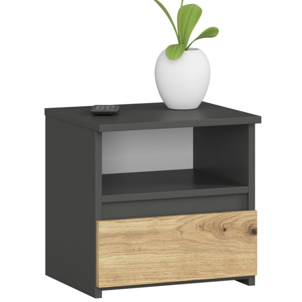 Table de chevet LINA anthracite 1 tiroir bois 40x35x40 cm