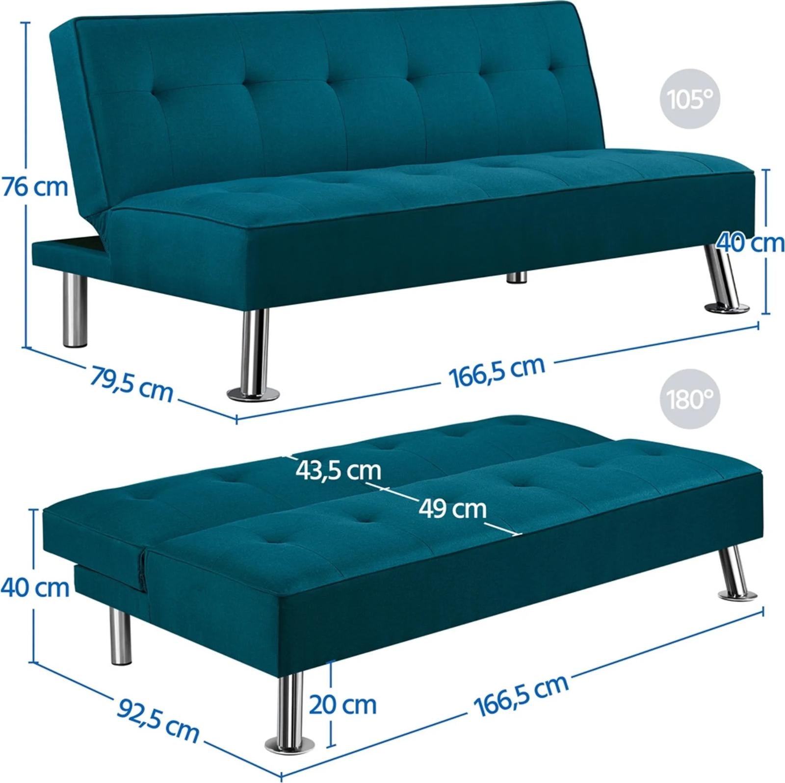 Canapé-lit  clic clac trois places 166,5 cm × 79,5 cm × 76 cm